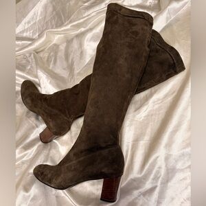 Robert Clergerie Dark Brown Suede Heeled Boots